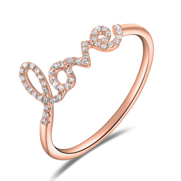 Ring Love mit Diamanten, 18 Karat Rosegold