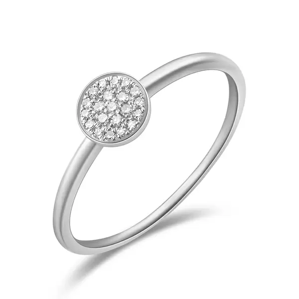 Leaf Jewelry Ring Pave mit Diamanten, 18 K Weißgold