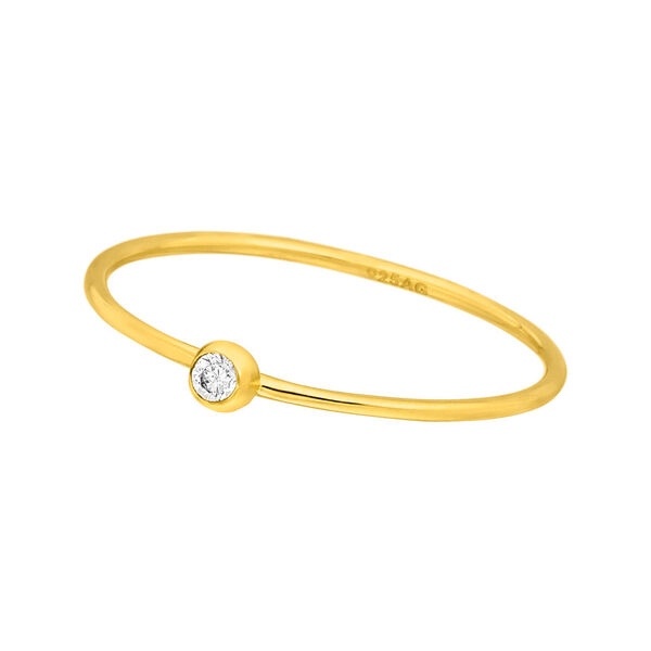 Ring Solitaire, 18 K Gelbgold vergoldet, Gr.50