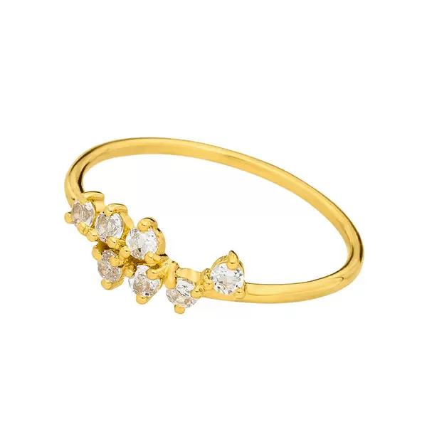 Leaf Jewelry Ring Sweet Gems II Bergkristall, 18 K Gelbgold vergoldet, Gr.56
