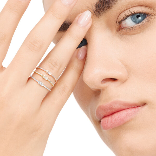 Verlobungsring mit Diamanten, Tiny Baguette, 14 Karat Rosegold Bild 4