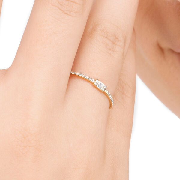 Verlobungsring mit Diamanten, Tiny Baguette, 14 Karat Gelbgold Bild 2
