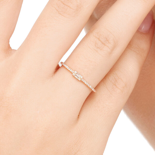 Verlobungsring mit Diamanten, Tiny Baguette, 14 Karat Rosegold Bild 2