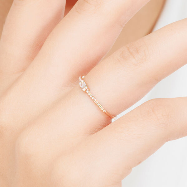 Verlobungsring mit Diamanten, Tiny Baguette, 14 Karat Rosegold Bild 3