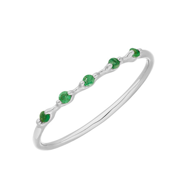 Ring mit 5 Smaragden, 14 Karat Weigold