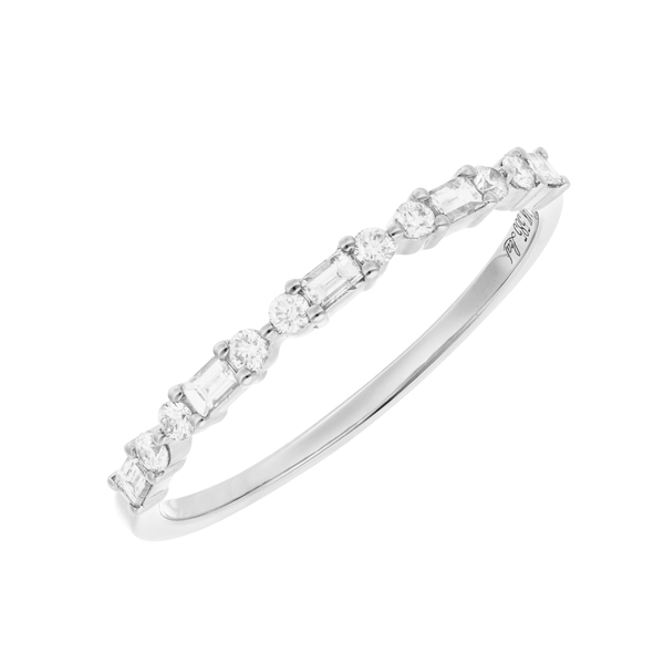Leaf Jewelry Ring mit Baguette Diamanten, 14K Weißgold