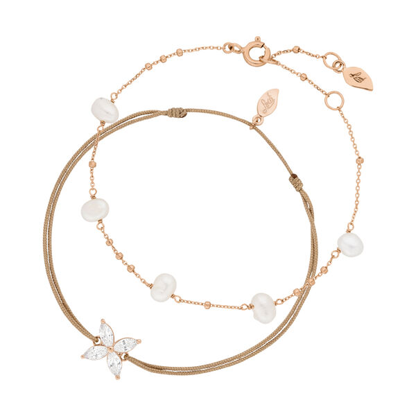 Silber Bracelet Set Gold Gems, Rosegold