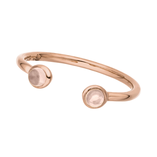 Leaf Jewelry Silber Open Ring, Rosenquarz, Rosegold