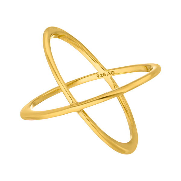 Ring X Cross, 18 K Gelbgold vergoldet, Größe 54