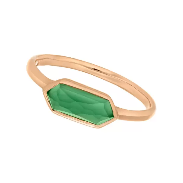 Leaf Jewelry Silber Ring, CUBE, Grüner Achat, Rosegold