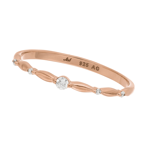 Leaf Jewelry Silber Ring mit Zirkonia, Rosegold