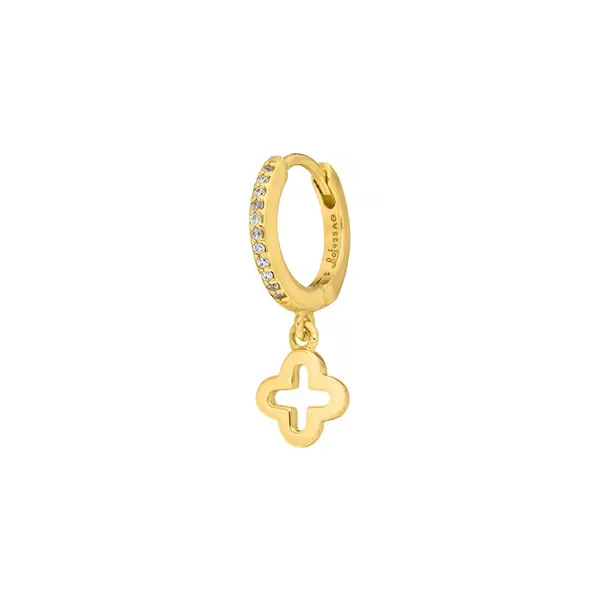 Leaf Jewelry Single Creole CLOVER/Zirkonia, 18 K Gelbgold vergoldet
