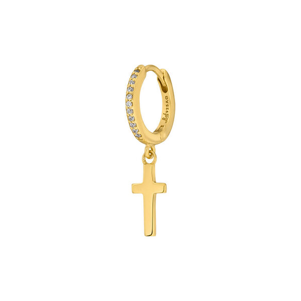 Single Creole CROSS/Zirkonia, 18 K Gelbgold vergoldet