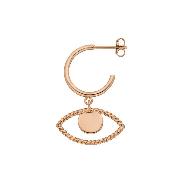 Single Creole Evil Eye Twist, 18 K Rosegold vergoldet