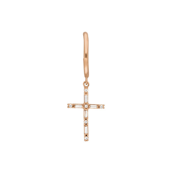 Single Creole SPARKLE CROSS, 18 K Rosegold vergoldet