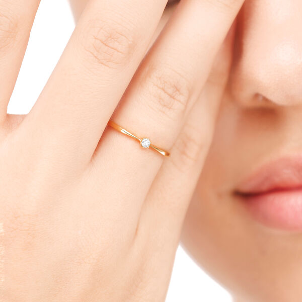 Verlobungsring Classic Solitair 0,04ct, 14K Gelbgold, Gr.52 Bild 5