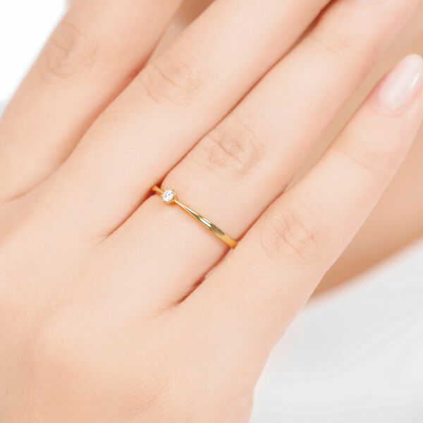 Verlobungsring Classic Solitair 0,04ct, 14K Gelbgold, Gr.52 