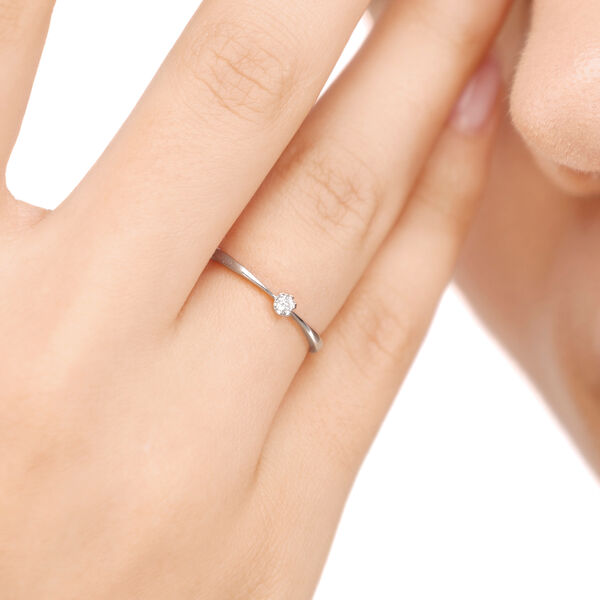 Verlobungsring Classic Solitair 0,04ct, 14 Karat Weigold, Gr.52 Bild 5