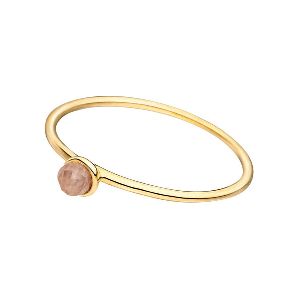 Stacking Ring, Rosenquarz, 3mm, 18 K Gelbgold vergoldet