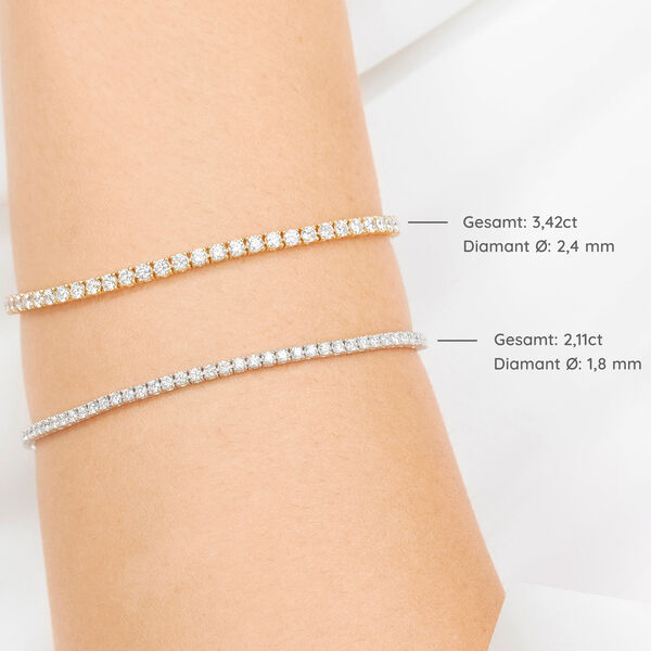 Tennisarmband mit Diamanten, 18 Karat Gelbgold, 3.42ct, 17.0cm Bild 4