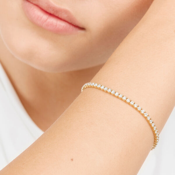 Tennisarmband mit Diamanten, 18 Karat Gelbgold, 3.42ct, 17.0cm Bild 3
