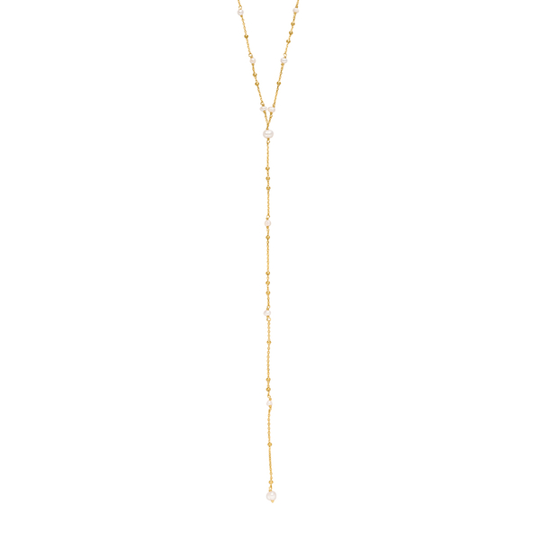 Leaf Jewelry Y-Halskette Flying Pearls, 18 K Gelbgold vergoldet