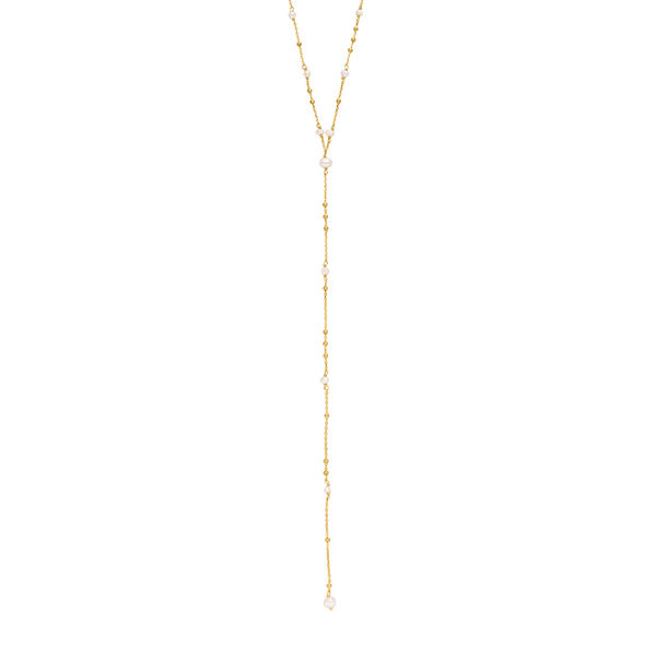 Y-Halskette Flying Pearls, 18 Karat Gelbgold vergoldet