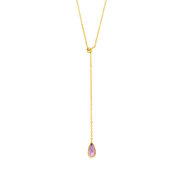 Y-Halskette Gem Drop, Amethyst, 18 Karat Gelbgold vergoldet