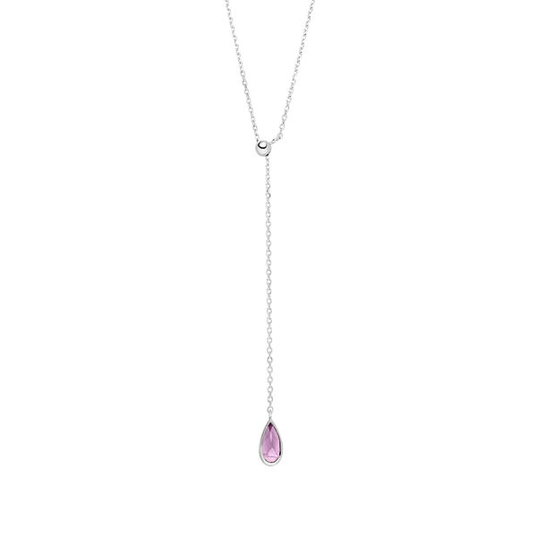 Y-Halskette Gem Drop, Amethyst, 925 Sterlingsilber