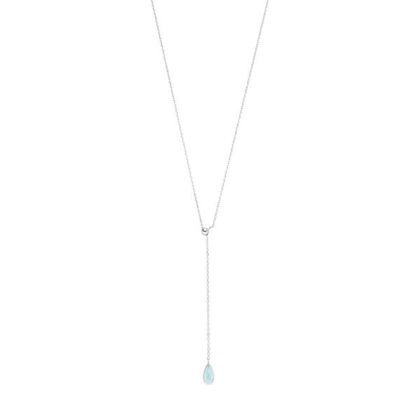 Y-Halskette Gem Drop, Aqua Chalzedon, 925 Sterlingsilber