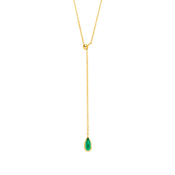 Y-Halskette Gem Drop, Grner Achat, 18 Karat Gelbgold vergoldet