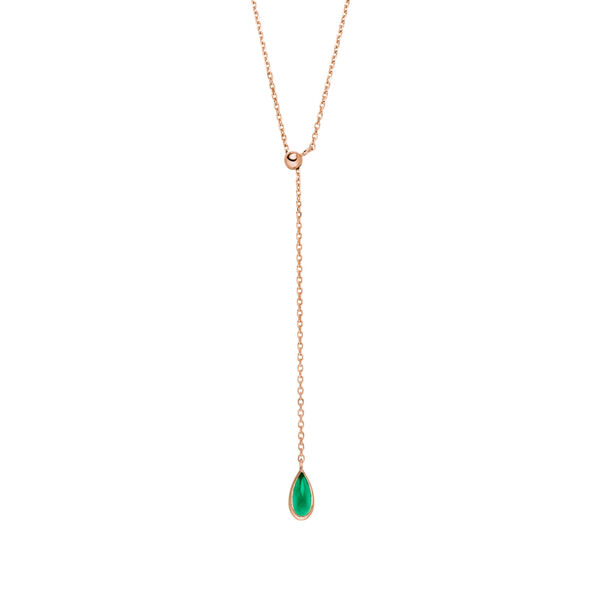 Y-Halskette Gem Drop, Grner Achat, 18 Karat Rosegold vergoldet