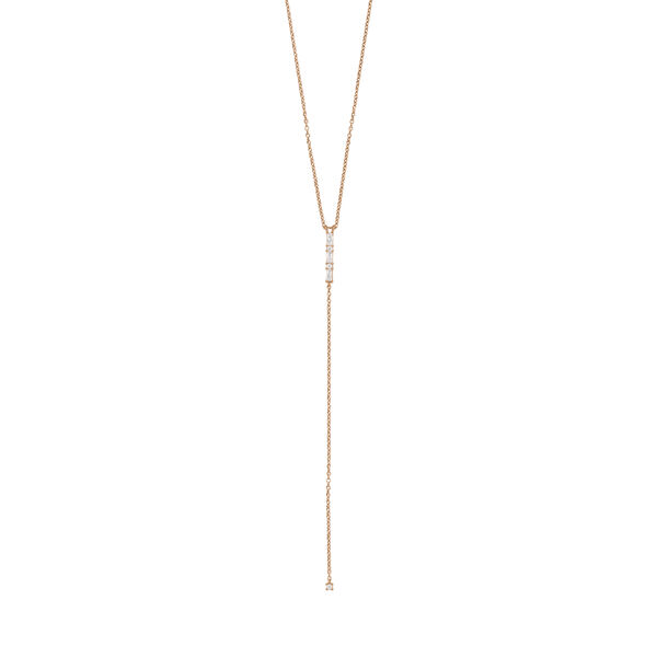 Y-Halskette ICE CUBE, 18 Karat Rosegold vergoldet