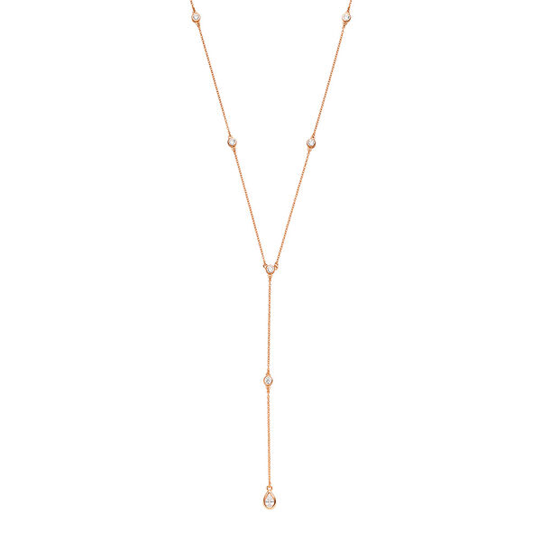 Y-Halskette Pure mit Zirkonia, 18 Karat Rosegold vergoldet