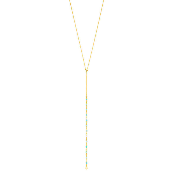 Y-Halskette Rainbow, Amazonit, 18 K Gelbgold vergoldet