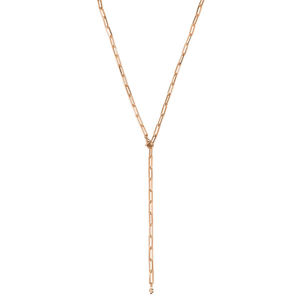 Y-Halskette Square, 52cm, 18 Karat Rosegold vergoldet