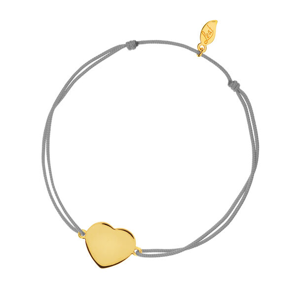 Glcksbndchen Heart-Disc, matt, Gelbgold vergoldet, grau Bild 2