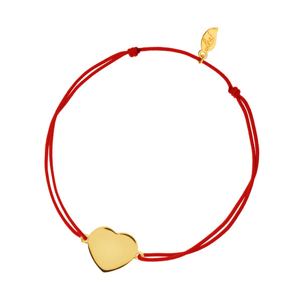 Glücksbändchen Heart-Disc, matt, Gelbgold vergoldet, rot Bild 2