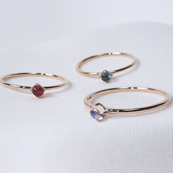 Verlobungsring Cabochon, 14 Karat Gelbgold, Blauer Topas 