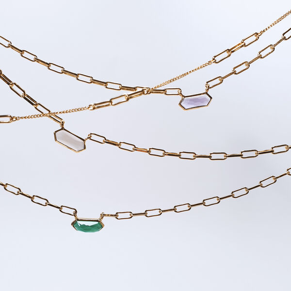Silber Halskette, CUBE, Grüner Achat, Rosegold Bild 5