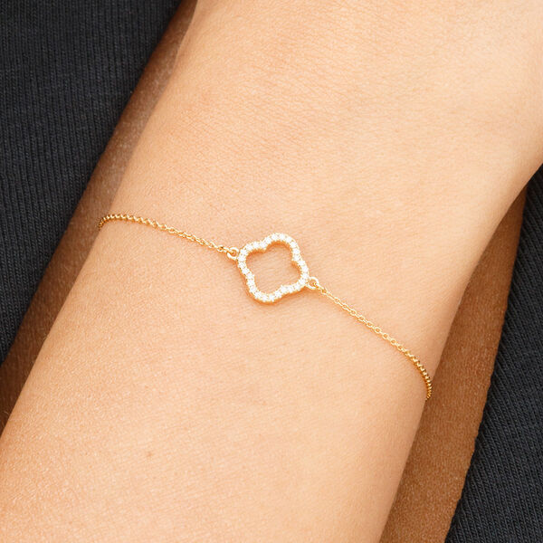 Armkette Clover mit Diamanten, 18 Karat Gelbgold Bild 2
