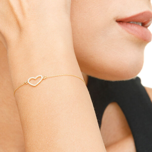 Armkette Heart mit Diamanten, 18 Karat Gelbgold Bild 3