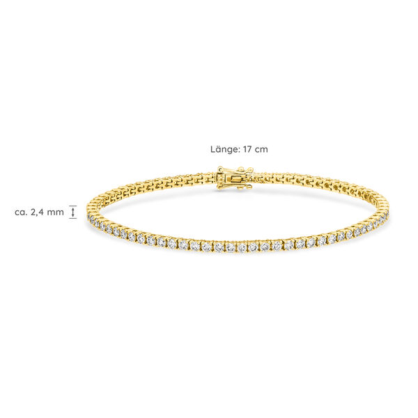 Tennisarmband mit Diamanten, 18 Karat Gelbgold, 3.42ct, 17.0cm  Tennisarmband mit Diamanten, 18 Karat Gelbgold, 3.42ct, 17.0cm
