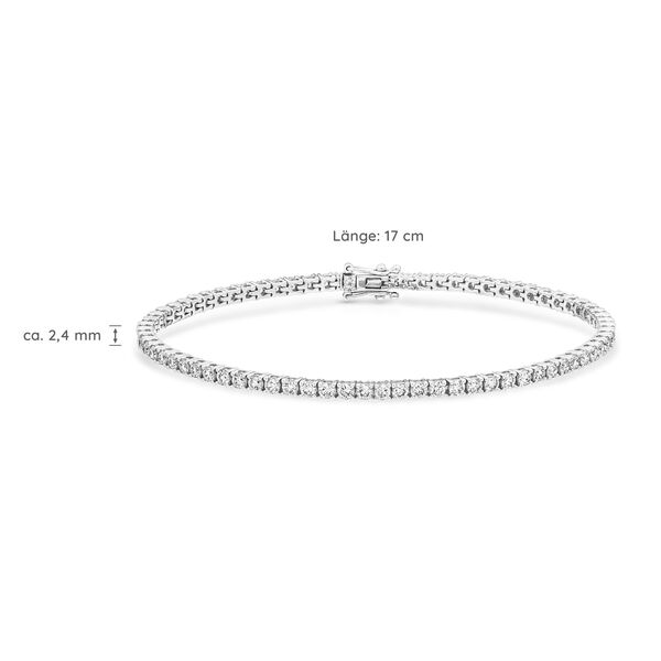 Tennisarmband mit Diamanten, 18 Karat Weißgold, 3.42ct, 17.0cm  Tennisarmband mit Diamanten, 18 Karat Weißgold, 3.42ct, 17.0cm