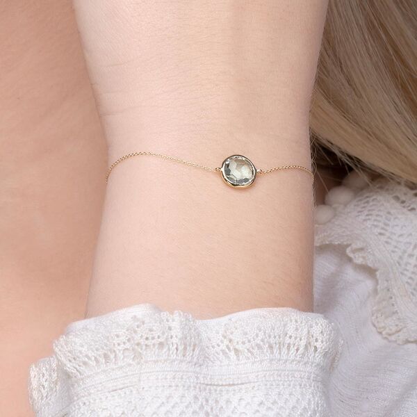 Armkette Green Amethyst, 14 Karat Gelbgold Bild 3