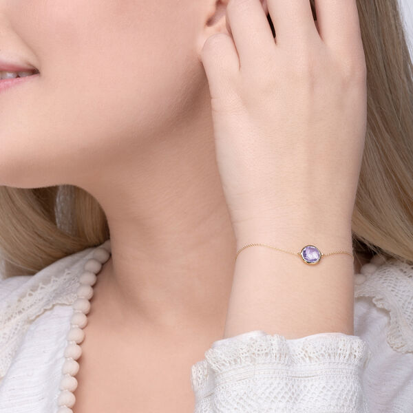Armkette Amethyst, 14 Karat Gelbgold Bild 3