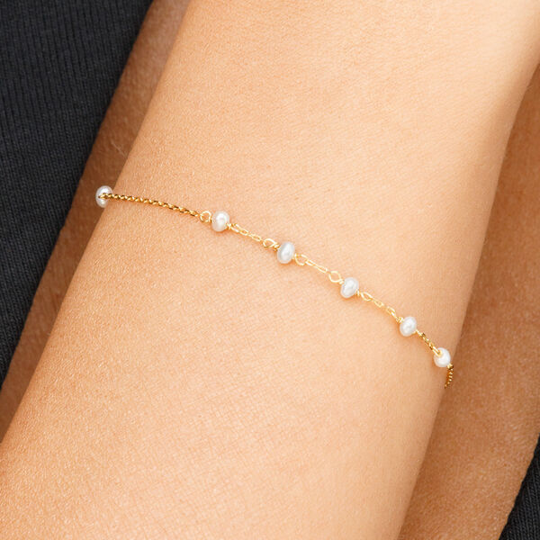 Armkette White Pearls, 14 K Gelbgold Bild 4