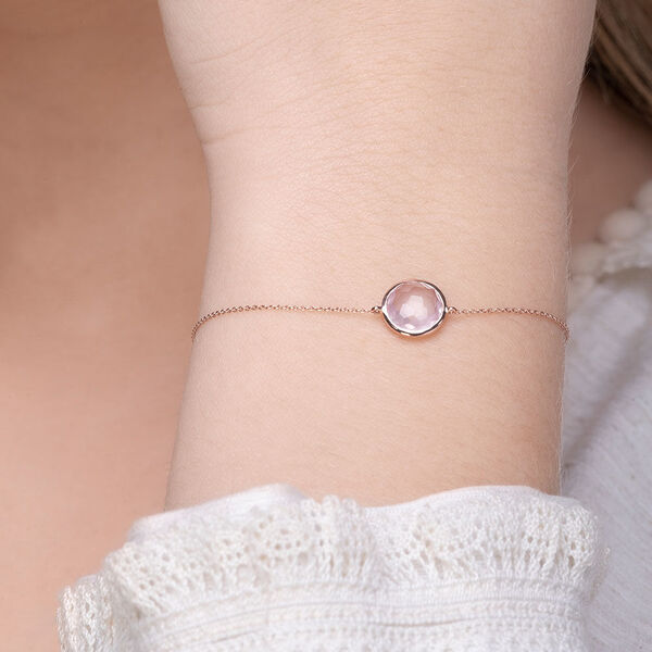 Armkette Rosenquarz, 14 Karat Rosegold Bild 2