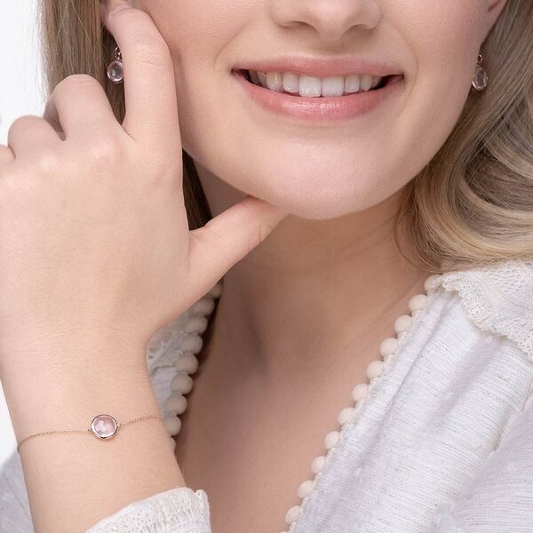 Armkette Rosenquarz, 14 Karat Rosegold Bild 4
