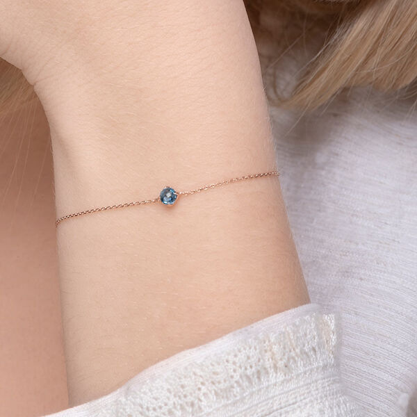 Armkette Cabochon, Blue Topaz, 14 Karat Rosegold Bild 4